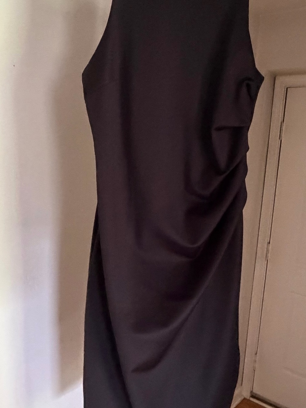 VENUS One-Shoulder Black Ruched Sheath Dress
